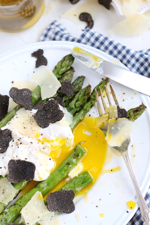 Grilled Asparagus, poached egg, Parmigiano and truffle